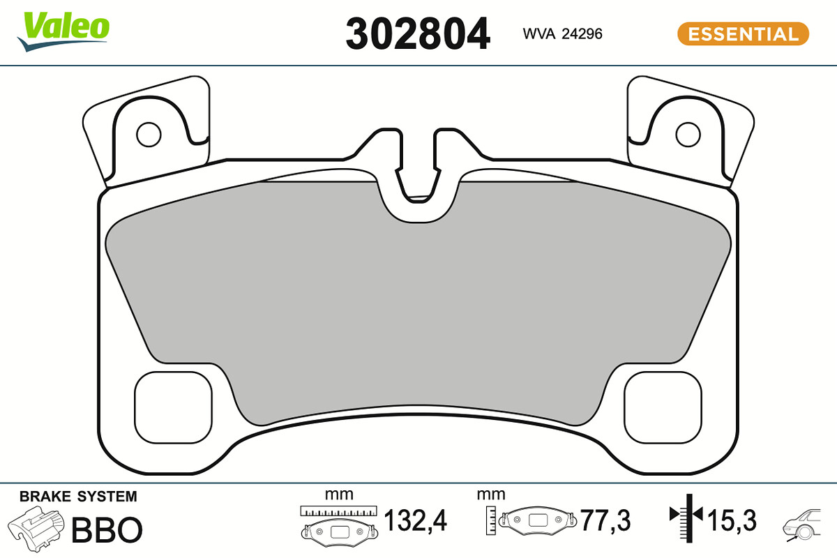 Kit pastiglie freno, Freno a disco - 302804 VALEO